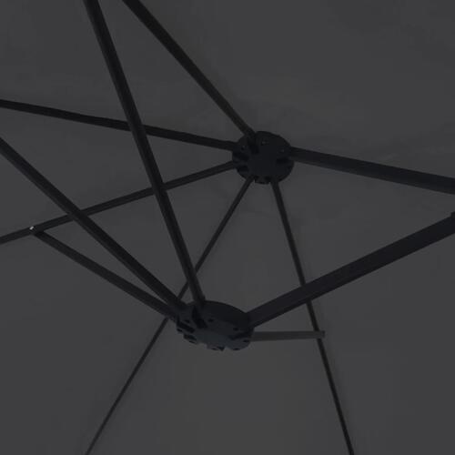 Parasol med dobbelt parasoldug og LED-lys 449x245 cm sort