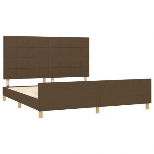 Sengeramme 180x200 cm med justerbar sengegavl i stof - mørkebrun