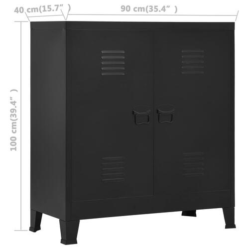 Industrielt opbevaringsskab 90x40x100 cm stål sort