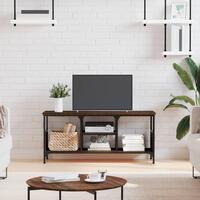 Tv-bord 100x35x45 cm konstrueret træ og jern brun egetræsfarve