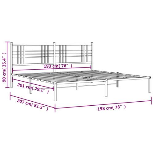 Sengeramme med sengegavl 193x203 cm metal hvid