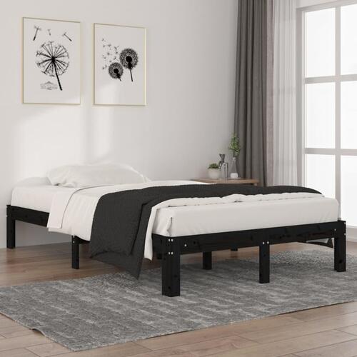 Sengeramme 120x200 cm massivt fyrretræ sort