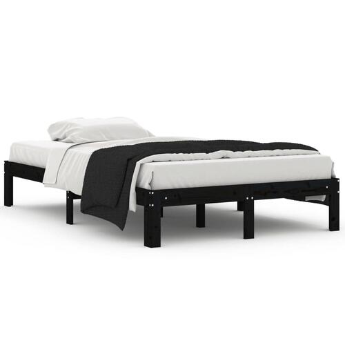 Sengeramme 120x200 cm massivt fyrretræ sort