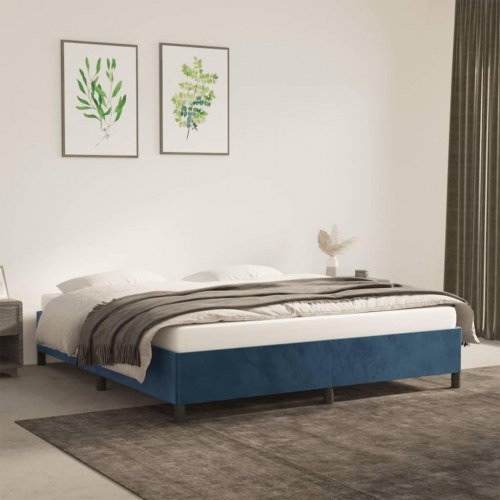 Sengeramme uden madras 180x200 cm i mørkeblå fløjl