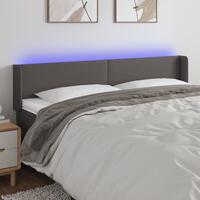Sengegavl med LED-lys 203x16x78/88 cm kunstlæder grå