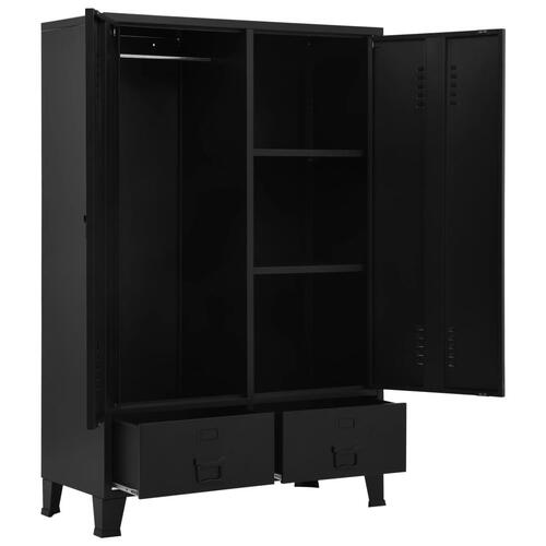Klædeskab 90x40x140 cm stål industrielt sort