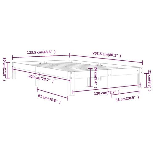 Sengeramme 120x200 cm massivt fyrretræ sort
