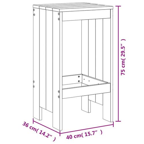 Barstole 2 stk. 40x36x75 cm massivt douglasgran