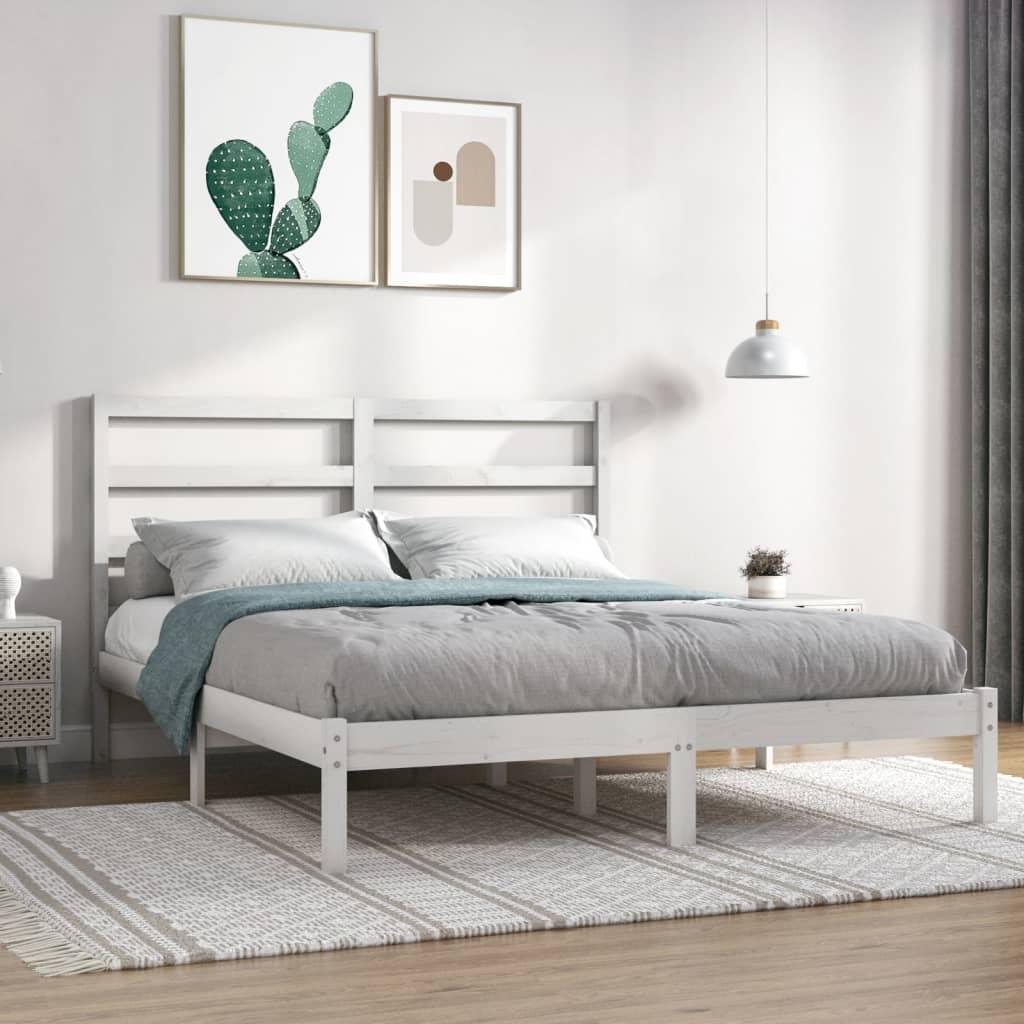 Sengeramme 120x200 cm massivt fyrretræ hvid