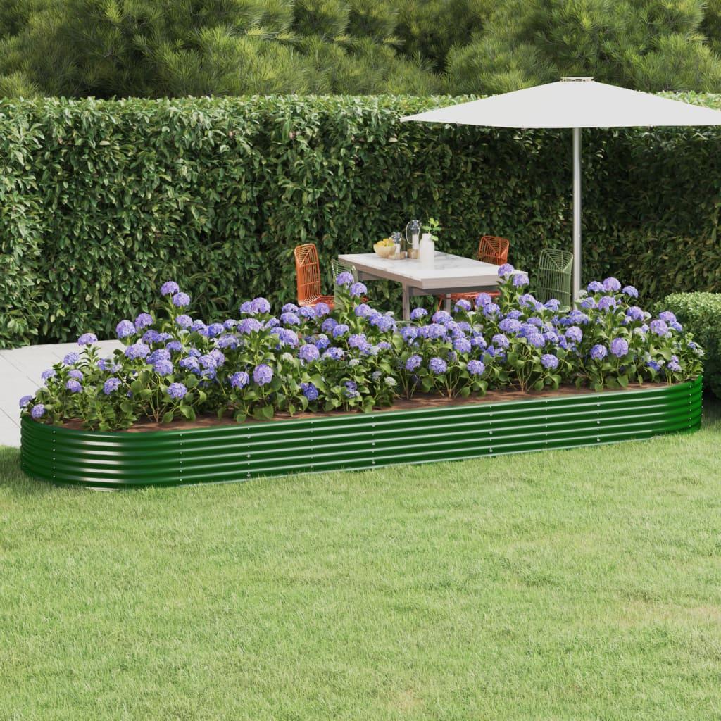 Plantekasse 450x140x36 cm galvaniseret stål grøn