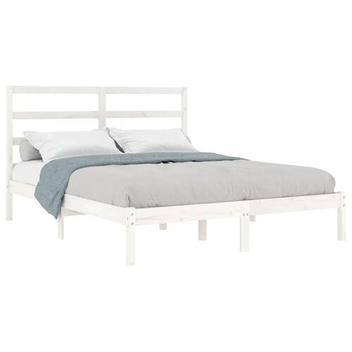 Sengeramme uden madras 120x200 cm massivt fyrretræ hvid
