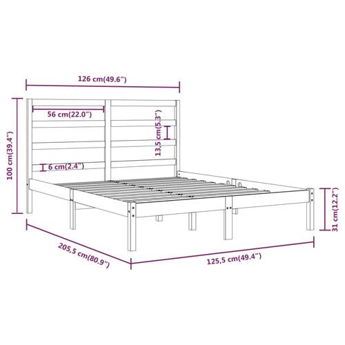 Sengeramme 120x200 cm massivt fyrretræ hvid