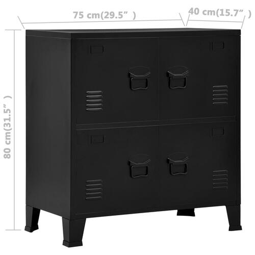 Industrielt opbevaringsskab 75x40x80 cm stål sort