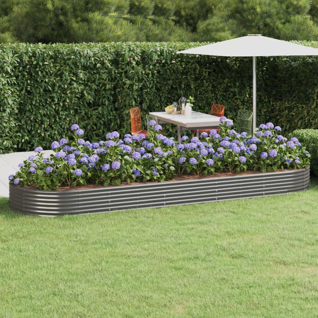 Plantekasse 450x140x36 cm galvaniseret stål grå