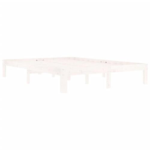 Sengeramme 140x200 cm massivt fyrretræ hvid