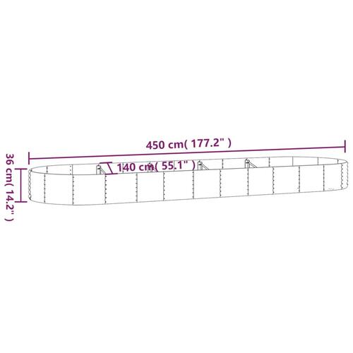 Plantekasse 450x140x36 cm pulverlakeret stål grå