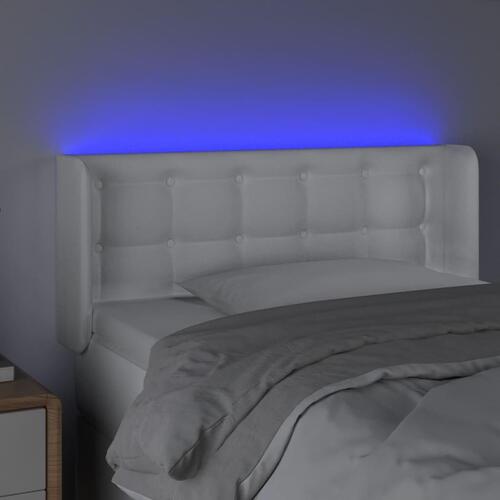 Sengegavl med LED-lys 93x16x78/88 cm kunstlæder hvid