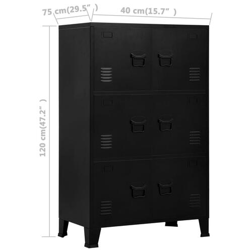 Industrielt opbevaringsskab 75x40x120 cm stål sort