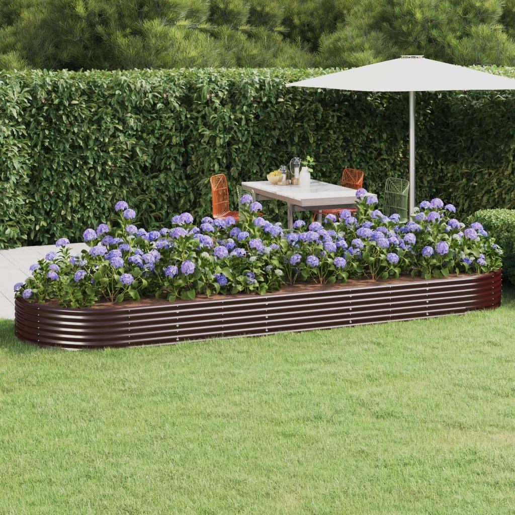 Plantekasse 450x140x36 cm pulverlakeret stål brun