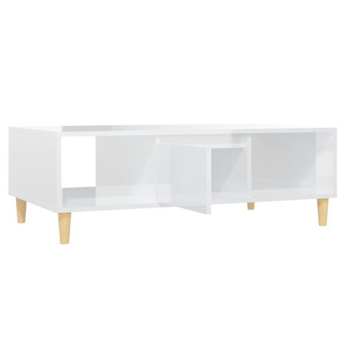 Sofabord 103,5x60x35 cm konstrueret træ hvid højglans