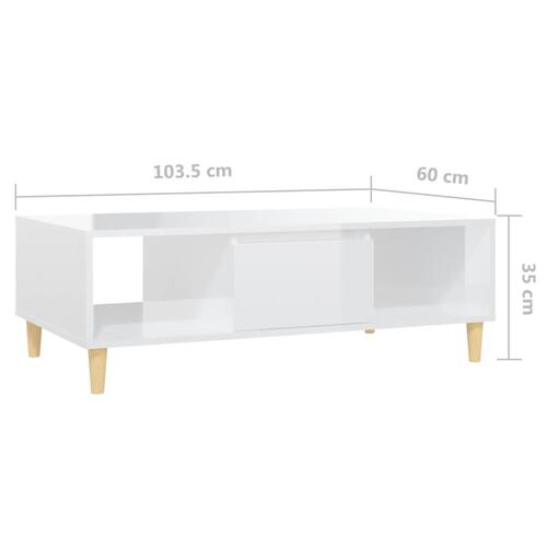 Sofabord 103,5x60x35 cm konstrueret træ hvid højglans