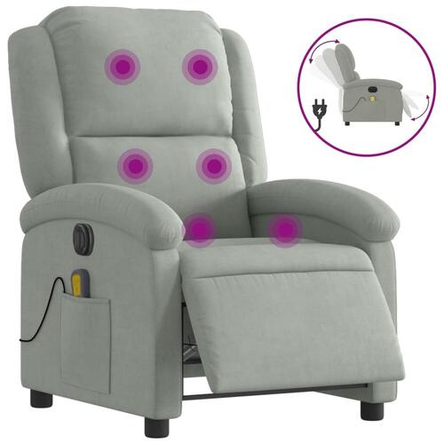 Massagestol velour lysegrå