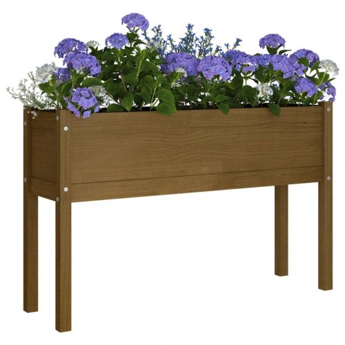Plantekasse 110x31x70 cm massivt fyrretræ gyldenbrun