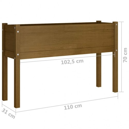 Plantekasse 110x31x70 cm massivt fyrretræ gyldenbrun