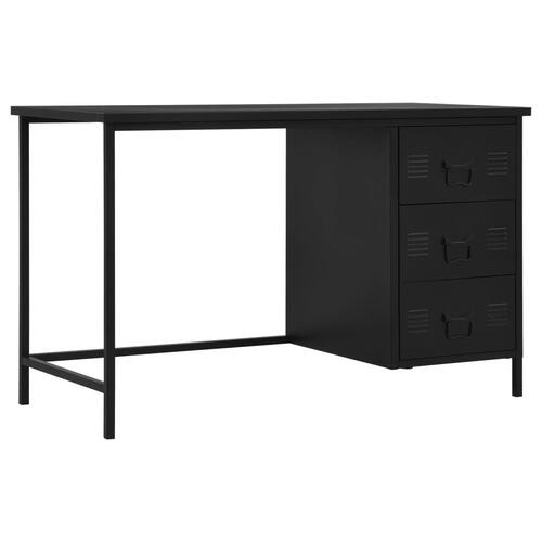 Skrivebord med skuffer industriel 120 x 55 x 75 cm stål sort