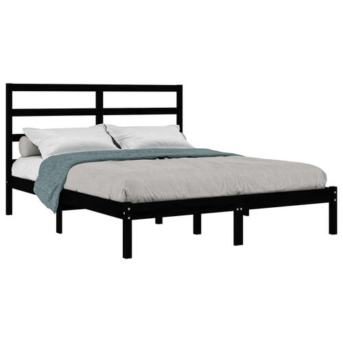 Sengeramme 150x200 cm King Size massivt træ sort