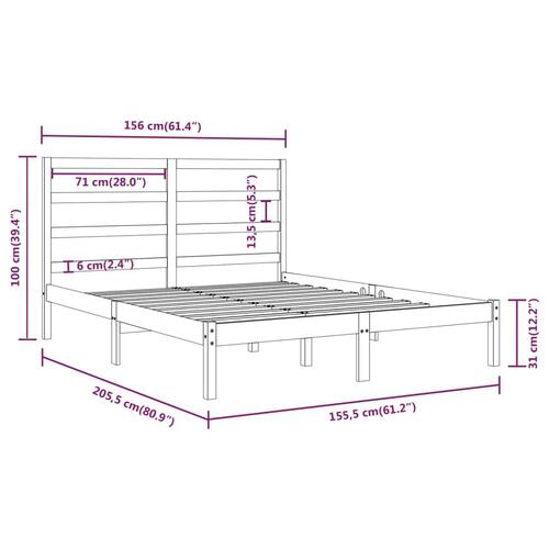 Sengeramme 150x200 cm King Size massivt træ sort