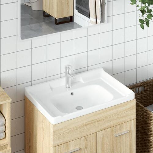 Badeværelsesvask 61x48x23 cm rektangulær keramisk hvid