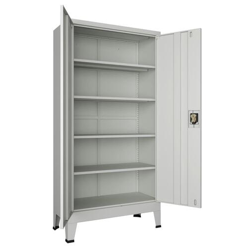 Kontorskab med 2 låger 90 x 40 x 180 cm stål grå