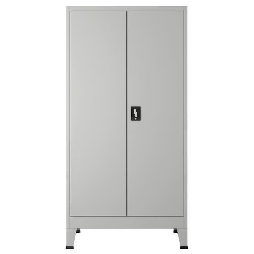 Kontorskab med 2 låger 90 x 40 x 180 cm stål grå