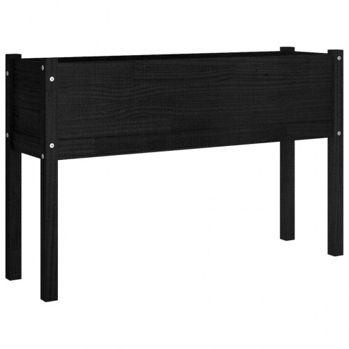 Plantekasse 110x31x70 cm massivt fyrretræ sort