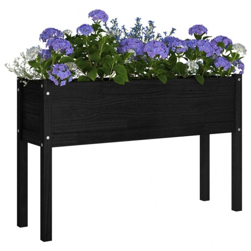 Plantekasse 110x31x70 cm massivt fyrretræ sort