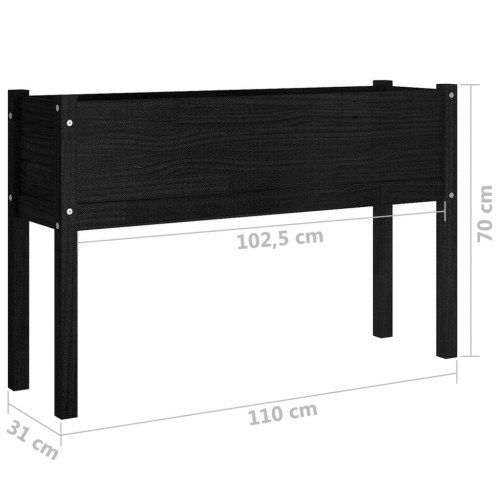 Plantekasse 110x31x70 cm massivt fyrretræ sort