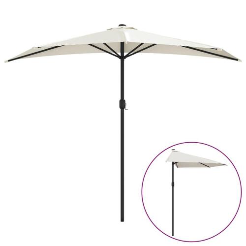 Balkonparasol med aluminumsstang sandfarvet 270 x 144 cm halv