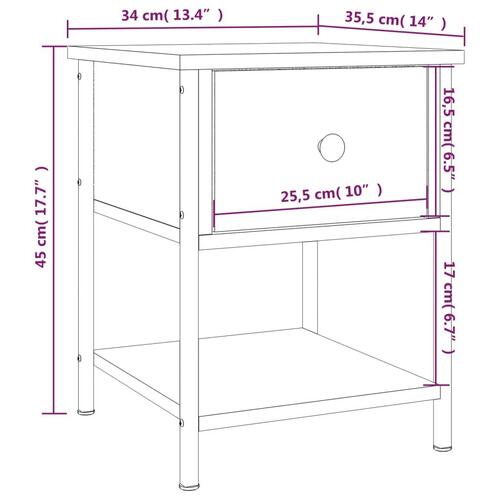 Sengebord 34x35,5x45 cm konstrueret træ sort