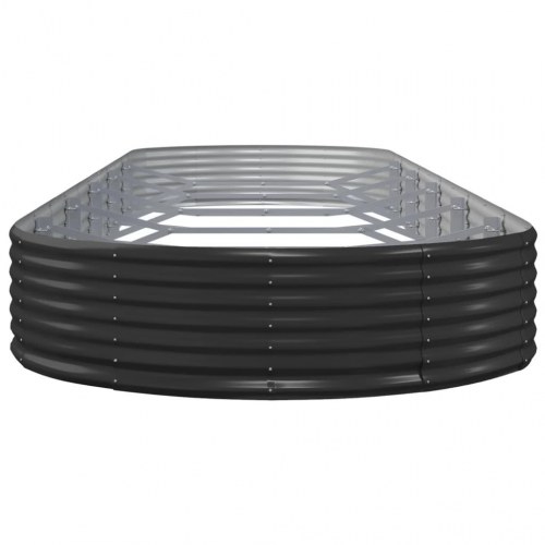Oval plantekasse i galvaniseret stål - antracitgrå, 523 x 140 x 36 cm
