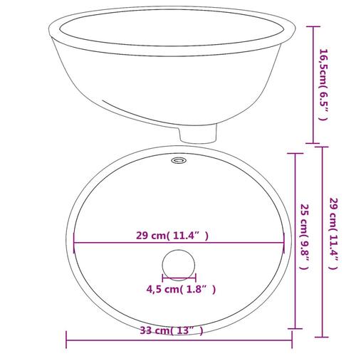 Badeværelsesvask 33x29x16,5 cm oval keramisk hvid