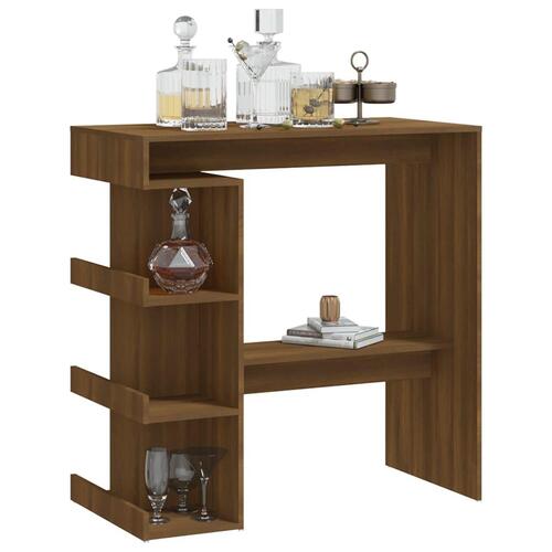 Barbord m. opbevaringsstativ 100x50x101,5 cm spånplade brunt eg