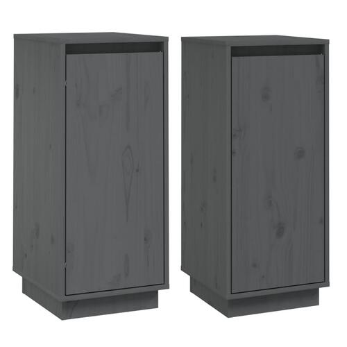 Skænke 2 stk. 31,5x34x75 cm massivt fyrretræ grå