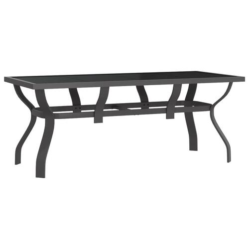 Havebord 180x80x70 cm stål og glas grå og sort