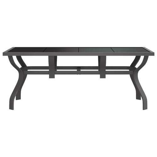 Havebord 180x80x70 cm stål og glas grå og sort