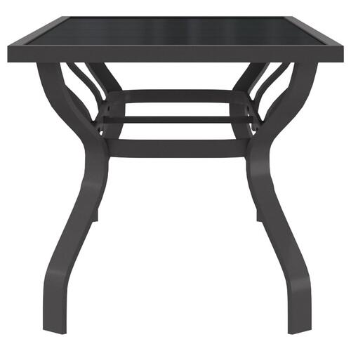 Havebord 180x80x70 cm stål og glas grå og sort