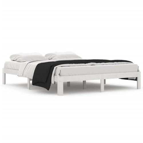 Sengeramme 160x200 cm massivt fyrretræ hvid