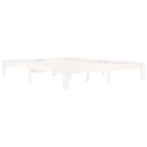 Sengeramme 160x200 cm massivt fyrretræ hvid