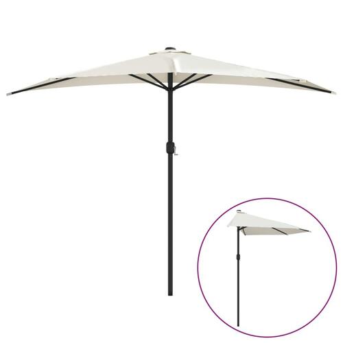 Balkonparasol med aluminumsstang sandfarvet 300 x 155 cm halv