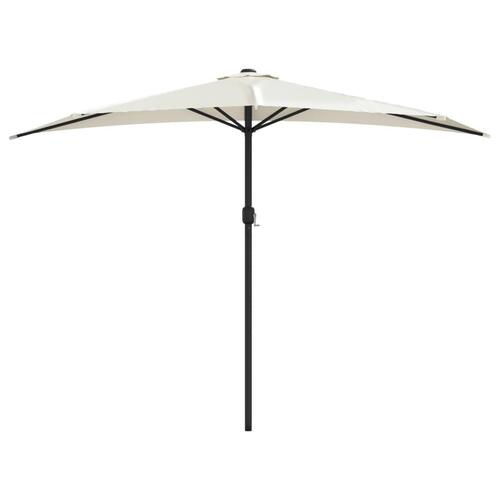 Balkonparasol med aluminumsstang sandfarvet 300 x 155 cm halv